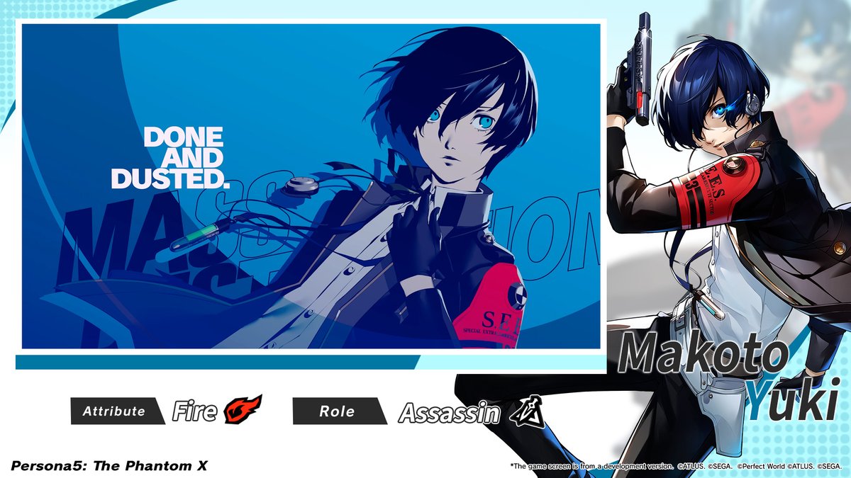 ✧─Most Wanted Phantom Idol Contracts─✧ Check out P3R Protagonist Makoto Yuki (VA: #AkiraIshida) in battle! He always keeps his cool! 🌙 #P5XEN #P3R #P5X1stAnni #P3RxP5X