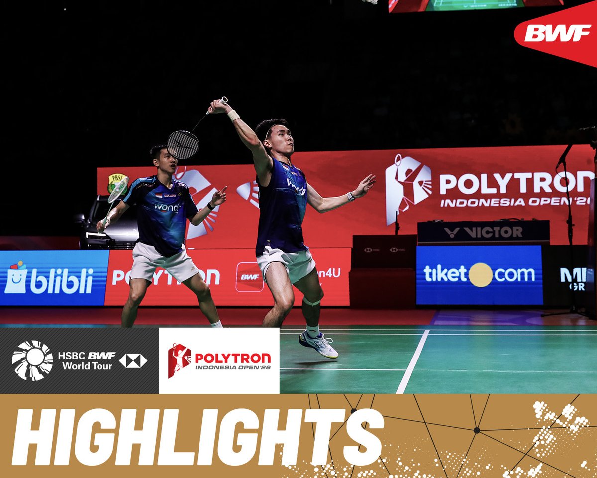 Hoki/Kobayashi 🇯🇵 contend against home pair Indra/Joaquin 🇮🇩. #BWFWorldTour #IndonesiaOpen2026