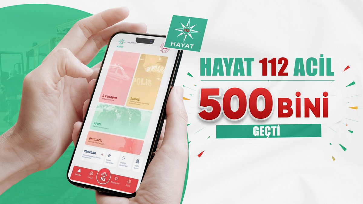 HAYAT 112 Acil kullanıcısı 500 bini geçti Acil durumlarda doğru bilgiye hızlı erişim sağlayarak insanımızın yanında olmak için geliştirdiğimiz HAYAT 112 Acil uygulamasını cep telefonu ve diğer mobil cihazlara indiren vatandaşımızın sayısı 522 bin 150'ye ulaştı. Uygulamamıza gösterdikleri ilgi ve verdikleri destek için aziz milletimize çok teşekkür derim. HAYAT 112 Acil; 📍Tek tuşla konum paylaşımı yaparak yardım çağırabilme, 📸 Fotoğraf ve video destekli ihbar gönderebilme, 🏥 En yakın nöbetçi eczane, hastane ve sağlık kuruluşlarına kolayca ulaşabilme, 🌍 Deprem anlarında “Güvendeyim” özelliğiyle yakınlarına bildirim gönderebilme, 🚨 KADES ve UYUMA sistemleriyle entegre çalışabilme, 🔥 Yangın, trafik kazası ve diğer acil durumları anında ilgili birimlere iletebilme, 🐾 Yaralı ve sahipsiz hayvanların bildirimini yapabilme, 🛣️ Güzergâh üzerindeki EDS, sabit radar ve hız koridorlarını görüntüleyebilme özellikleriyle vatandaşlarımızın hayatını kolaylaştıran kapsamlı bir güvenlik ve acil yardım platformu olarak hizmet veriyor. Tedbirli olmak, hazırlıklı olmak ve sevdiklerimizi korumak hepimizin ortak sorumluluğudur. Telefonlarına ve mobil cihazlarına HAYAT 112 Acili yüklememiş vatandaşlarımızın, uygulamayı indirmelerini ve aileleri, yakınları ve çevreleriyle paylaşmalarını önemle rica ediyorum. Hayat 112 Acil uygulamamızı indirmek için: ➡️ Android: ➡️ iOS: Rabbim milletimizi her türlü afetten, kazadan ve felaketten muhafaza eylesin. 112 Acil Çağrı Merkezleri #Hayat112Acil #112Acil #İçişleriBakanlığı