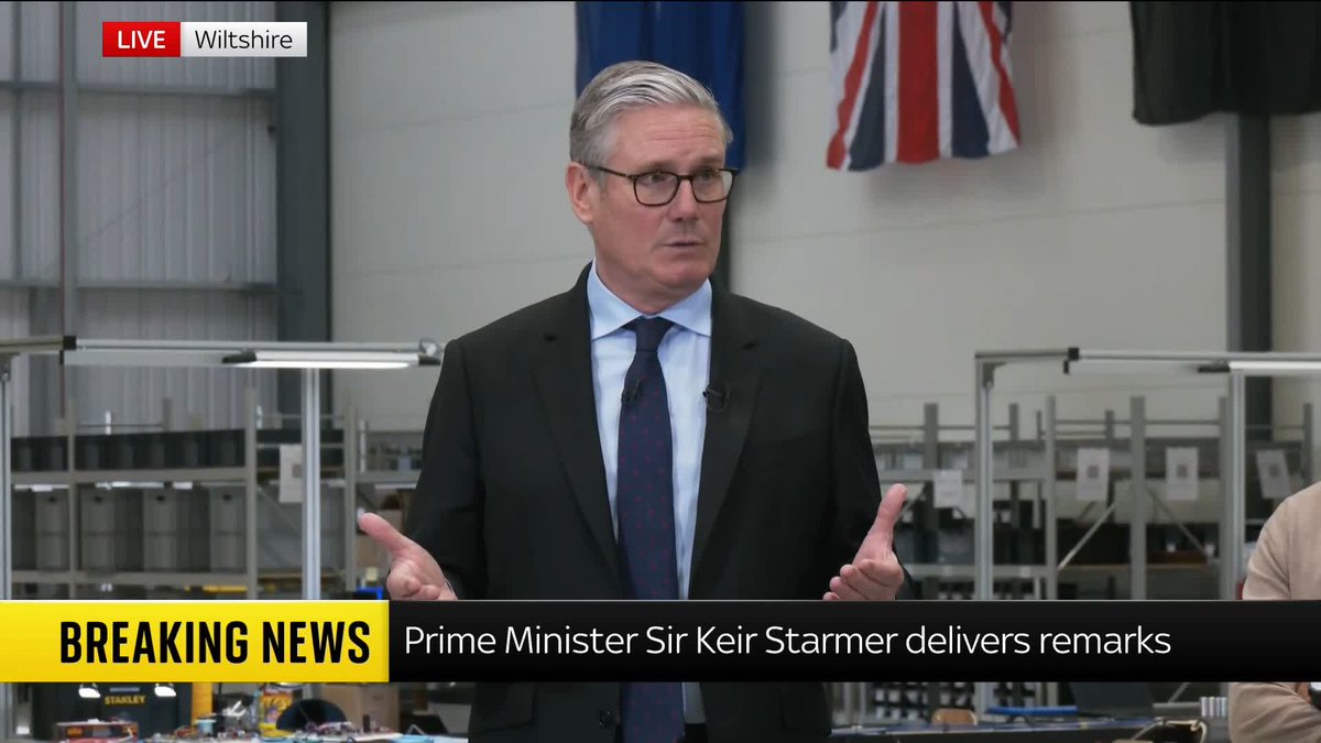 BREAKING: Starmer visits defence factory in Wiltshire and says 'my first duty is to keep our country safe' as 'we're living in dangerous and volatile times' 📺 Sky 501