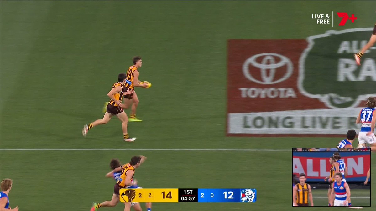 "Just gotta pick those up don't you? There's four umpires out there." 🗣️ Richo on this incident between Nick Watson and Lachie McNeil #AFLHawksDogs