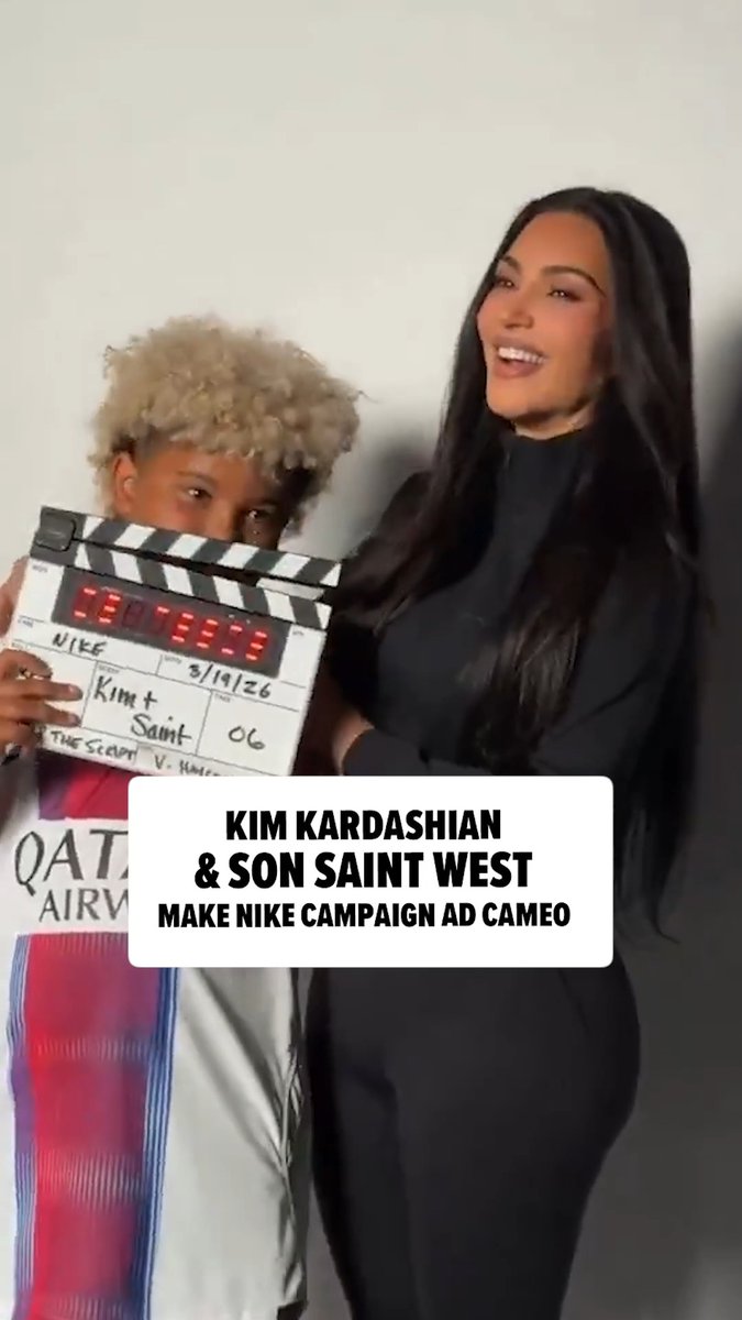 🤩 Kim Kardashian shared adorable BTS moments with her son Saint from Nike’s World Cup “Rip the Script” campaign ❤️⚽️