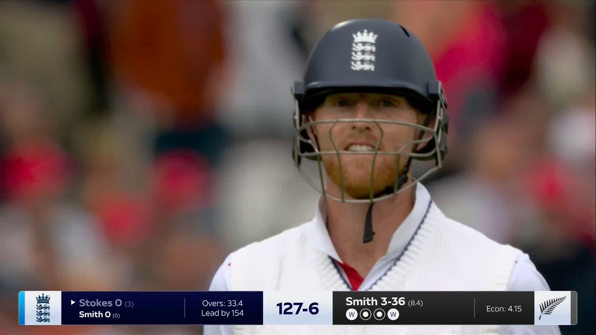 "The stumps are rattled and England are rattled!" Ben Stokes walks off shaking his head after being bowled by Nathan Smith! 😬