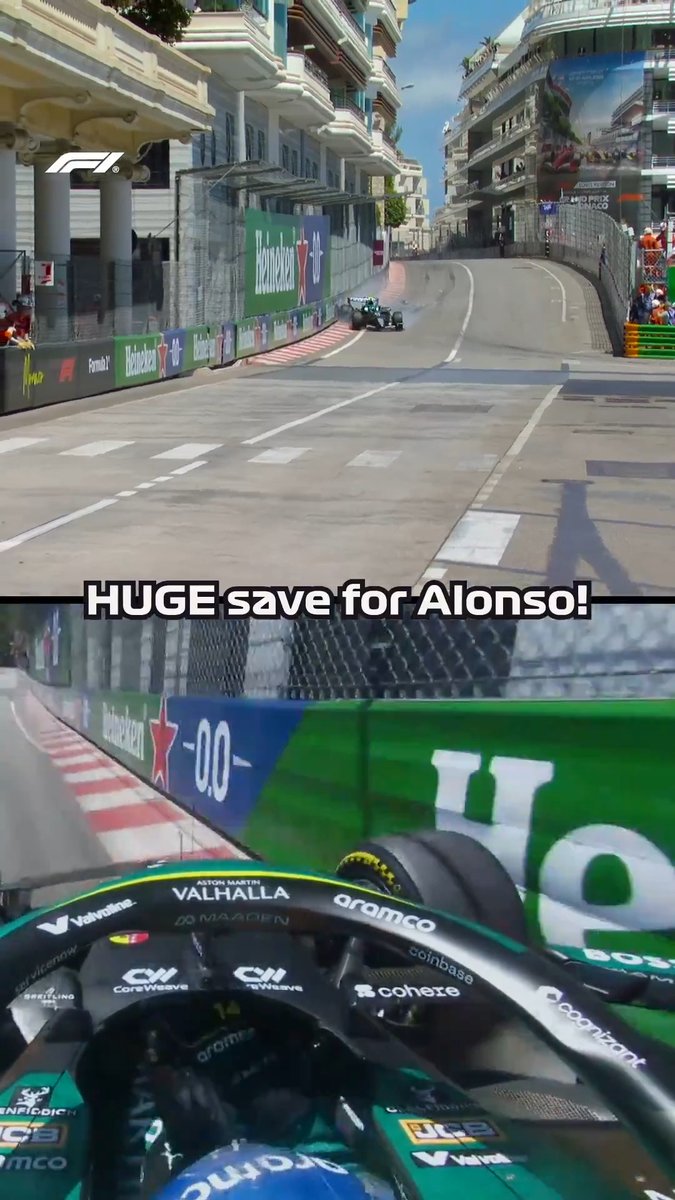 This moment in FP1 could have been a lot worse for Fernando Alonso! 😱😮‍💨 #F1 #MonacoGP