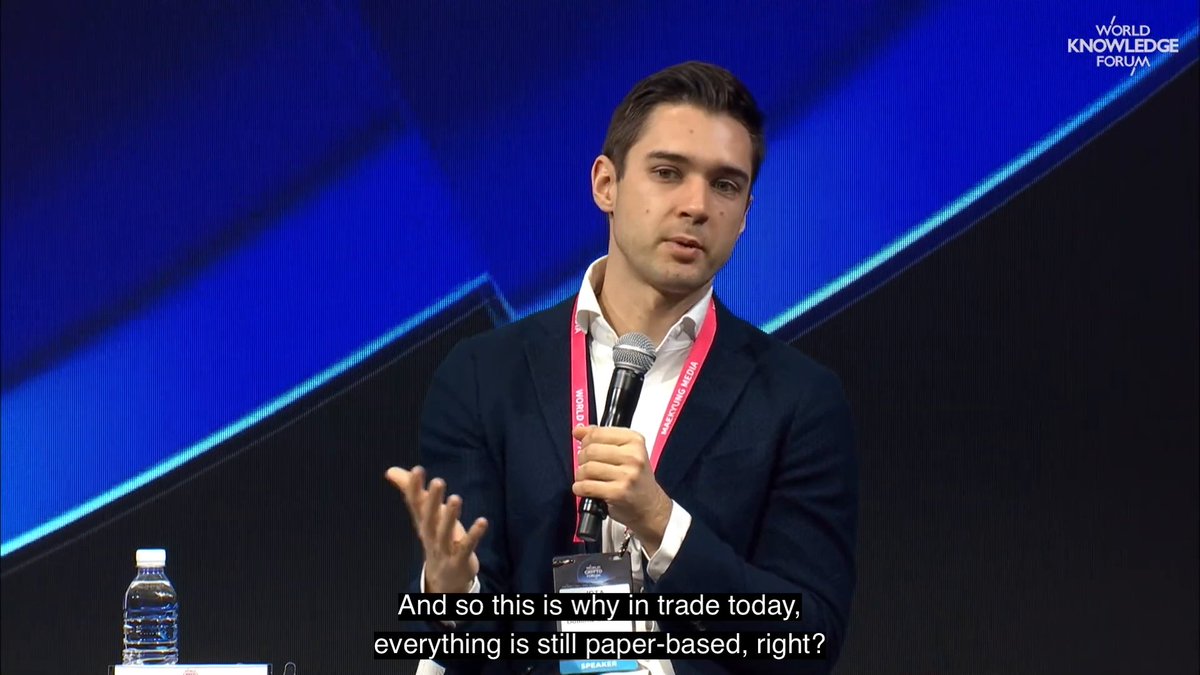 "Our biggest competition is paper documents. Because trade is a very archaic system." Dominik Schiener on the trust problem in global trade, speaking at the World Knowledge Forum.