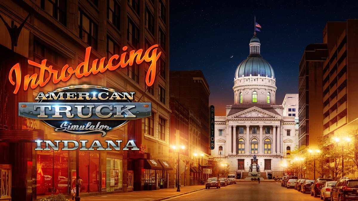 We are excited to introduce the Indiana DLC!🚛 This upcoming map expansion for ATS will take you through the Crossroads of America, from the bustling streets of Indianapolis to scenic highways and thriving industrial hubs. Read more & wishlist here 👇