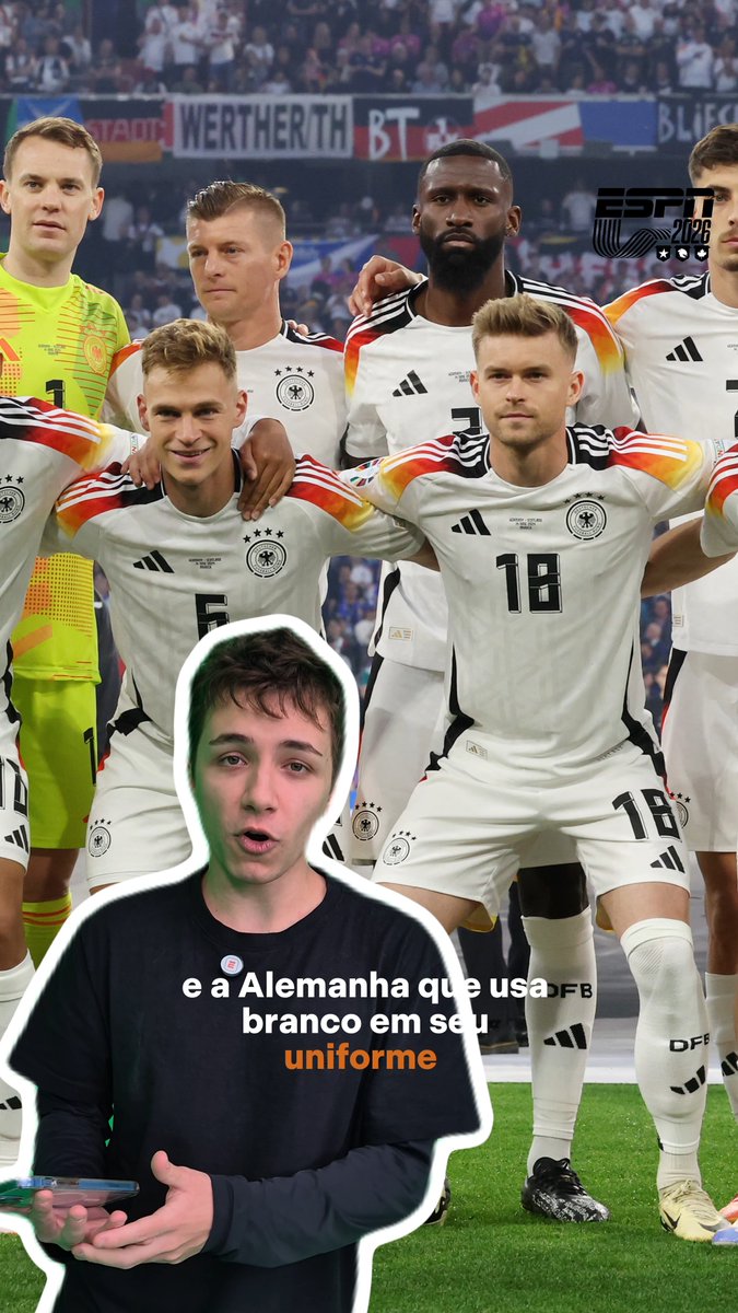 BANDEIRA DE UMA COR, CAMISA DE OUTRA! 🤔 Você já se perguntou o porquê de algumas seleções utlizarem uma coloração diferente do presente na bandeira em seus uniformes? A ESPN está aqui para te explicar e contar essas histórias! Sabia de alguma, fã de esporte? #ESPN2026 #CopaDoMundo #Japão #Curiosidade