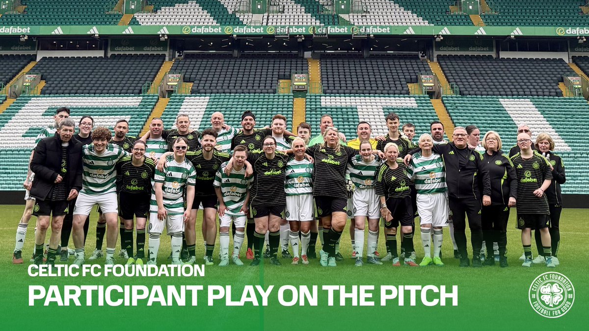 🍀🎶 "With a four leaf clover on my breast, and the green and white upon my chest..." A special day on the hallowed turf as our project participants lived the dream and made memories to last a lifetime ✨⚽ Celtic Football Club | Dafabet | #FootballForGood
