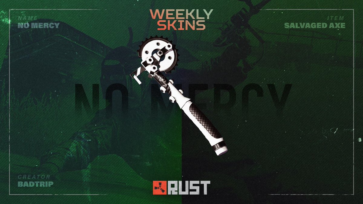 This week’s community skins are up on the Steam Item Store, available for a limited time only! 🪓☢️🚪 Get yours here: