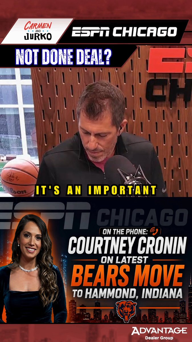 Courtney Cronin on the Bears’ Move to Indiana Getting REAL! Brought to you by @advantagechevybridgeview Find your Advantage at Advantage Dealer Group #ChicagoBears #CourtneyCronin #Indiana #BearsStadium