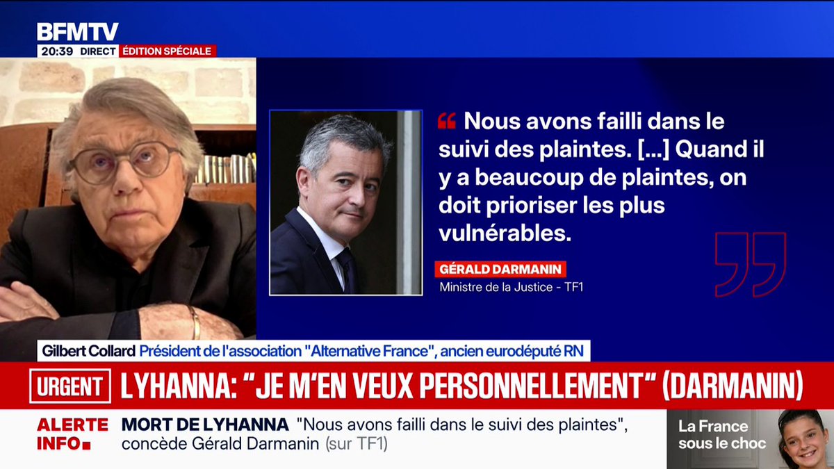 Excuses de Gérald Darmanin après la mort de Lyhanna: "C'est au procureur de s'excuser", déclare Gilbert Collard, ancien eurodéputé RN