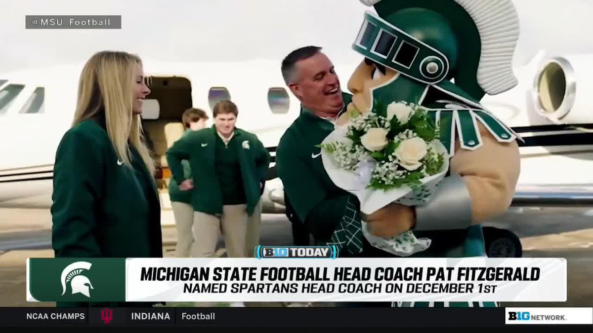 "The outpouring of support was incredible." 💚 Michigan State Football's Pat Fitzgerald talks about what it was like to be welcomed by Michigan State Athletics fans. #B1GToday