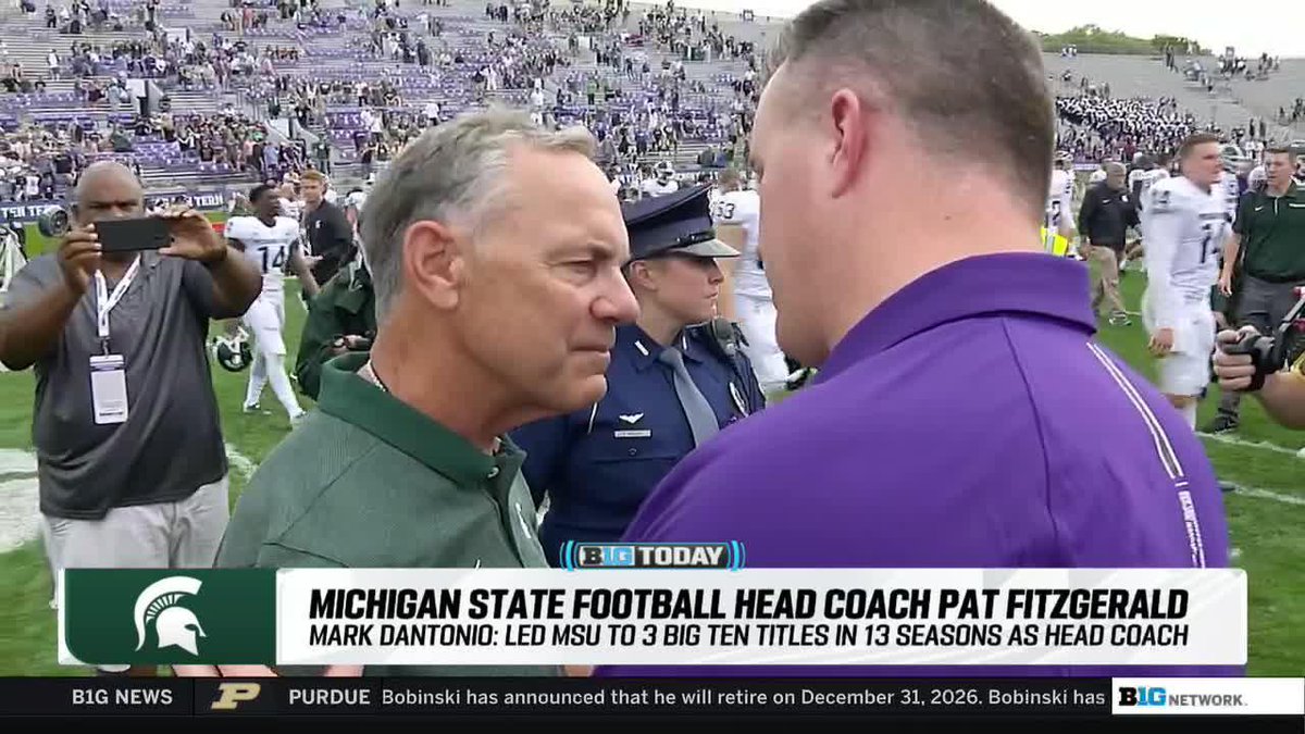 "Toughness was born in East Lansing, and Coach D embodied it, and so did his teams." 🗣️ New Michigan State Football coach Pat Fitzgerald on Michigan State Athletics Hall of Famer Mark Dantonio #B1GToday