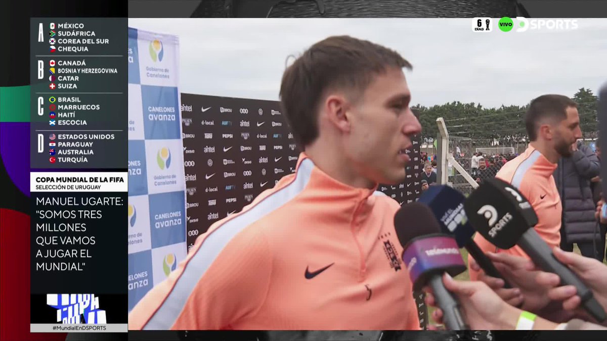 "NO SOMOS 26 LOS QUE VAMOS A JUGAR, SOMOS 3 MILLONES" En su despedida de Uruguay, Manuel Ugarte palpitó lo que será el #MundialEnDSPORTS para la Celeste. 🎙️ Darío Alberti en #DSPORTSNoticias