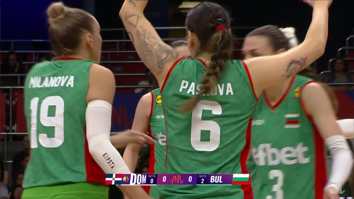 #VNL2026 🇧🇬🎉: FIRST WIN ON THE BOARD! Bulgaria 🇧🇬 secure their first victory of the tournament with a convincing 3-0 win over the Dominican Republic 🇩🇴 in Brasília. 💪 20-year-old Mikaela Stoyanova led the way with 2️⃣1️⃣ points as the Bulgarians got up and running in #VNL. 📺 Catch all the action on VBTV: 🏐 #BePartOfTheGame #Volleyball
