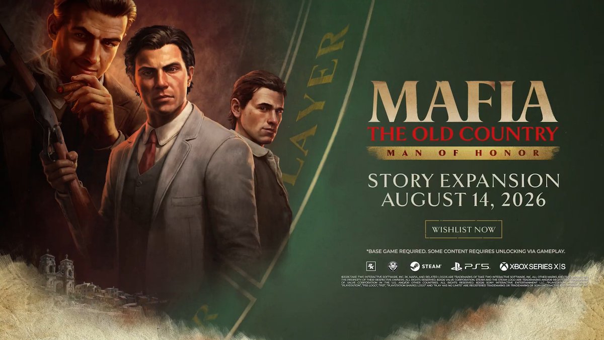 Don Salieri send his regards. Two new story chapters featuring Ennio Salierie and exclusive Free Ride content are coming to Mafia: The Old Country. The MAN OF HONOR expansion pack releases August 14, 2026. #SummerGameFest