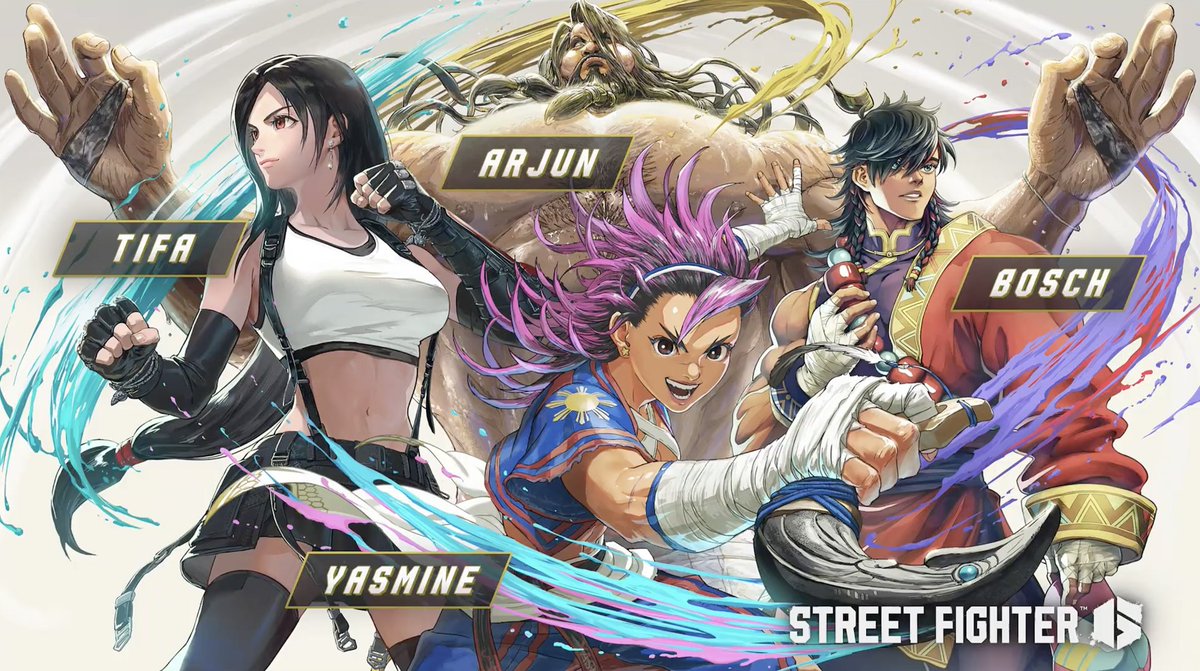 The next set of Street Fighter DLC characters have been revealed, including Yasmine, Arjun, Bosch, and finally, Tifa Lockhart #IGNSummerOfGaming