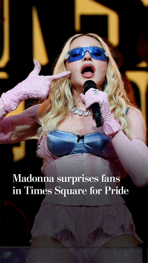“Come on, gays, girls, guys, dolls! Happy Pride!” Madonna turned Times Square into a dance party on June 4 with a surprise performance. The secret, free event, sponsored by Grindr, drew hundreds of fans as the pop icon celebrated Pride Month and previewed new music. Style reporter Shane O’Neill was there. He asked Grindr the question many were wondering: How much did this all cost?