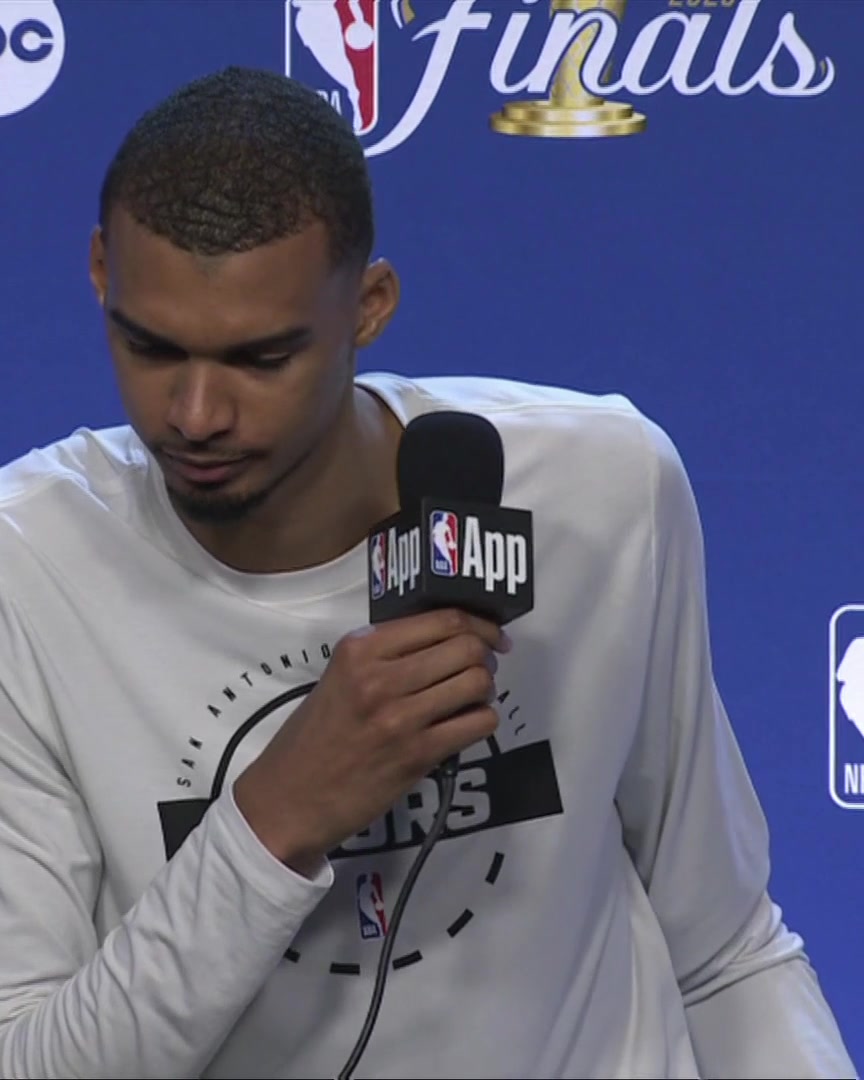 "It's bringing us into difficult areas because they're good players, he's a good player" Victor Wembanyama says his matchup with Karl-Anthony Towns is "very different" from the Spurs' previous series: