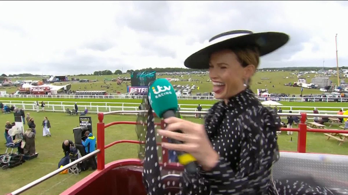 Poor Francesca!🤣 Just a tad windy here at Epsom💨 #ITVRacing | Francesca Cumani