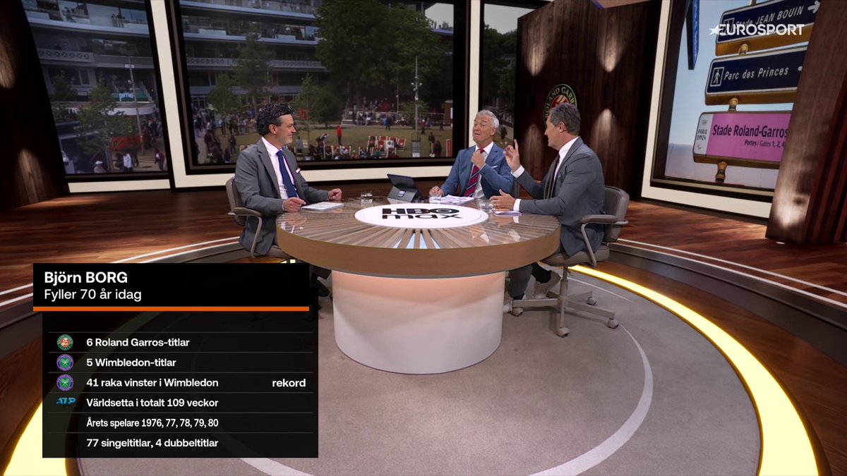 Studion hyllar Björn Borg på 70-årsdagen 🥳🇸🇪 📲 Se finalen i Roland-Garros mellan Maja Chwalińska och Mirra Andreeva idag, lördag, 14.45 på Kanal 9 och HBO Max.
