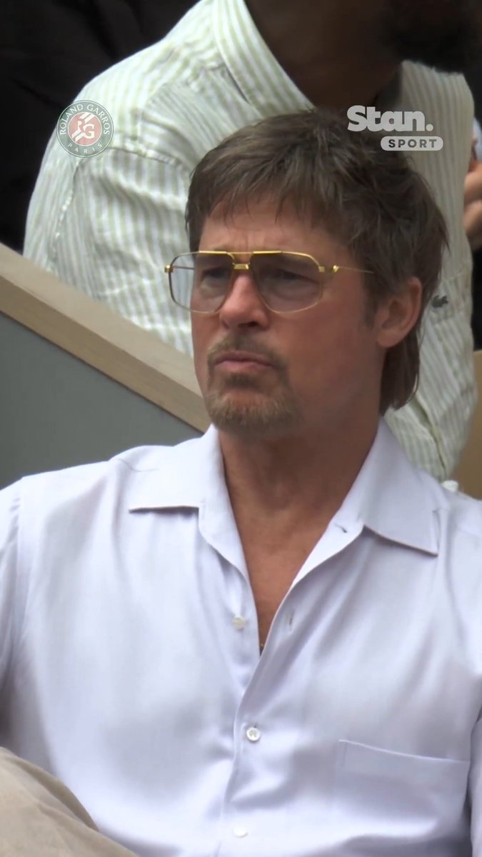 Hollywood royalty, Brad Pitt, is in the house for the Women's Final! 😎 ↳ Roland-Garros. Every Match. Live & On Demand. Centre Court in 4K. #StanSportAU #RolandGarros
