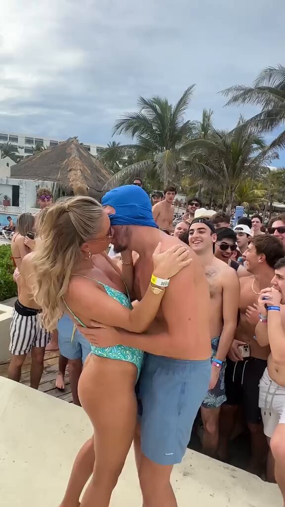 How to get every sexually transmitted disease known to man: Bonnie Blue edition. Step 1: Be a lonely simp in this crowd. Those safety masks are so the men won't be seen as the simps they are on video. They hide in shame. Bonnie Blue is a walking den of sin.