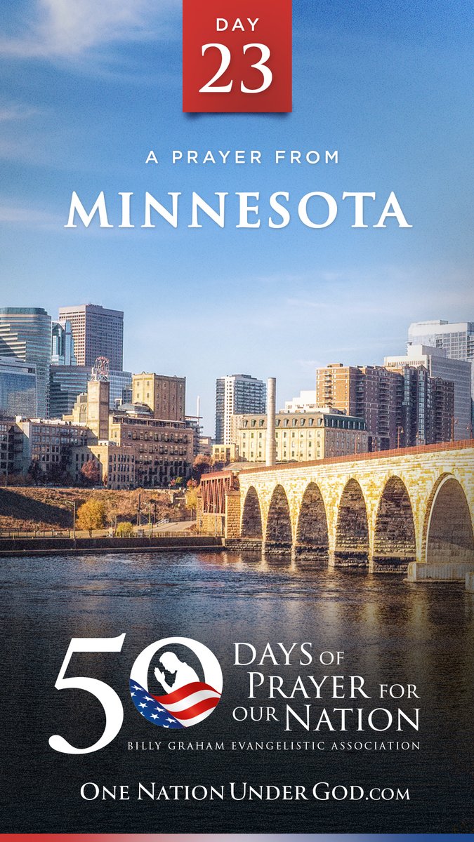 For the 50 days leading up to July 4, we have 50 pastors from 50 states leading us in prayer for our nation. Join us now for DAY 23 with Pastor Jonathan Parnell from MINNESOTA and share this with others. Let us know youโre praying in the comments below, and go to for all 50 videos and moreโฆ #OneNationUnderGod #50Days50States50Prayers BGEA