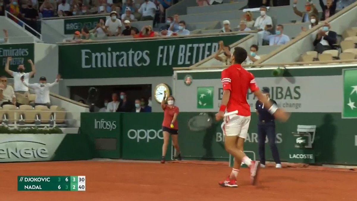 Players who beat Nadal the most times on clay: 🇷🇸Djokovic 9 🇦🇹Thiem 4 🇦🇷Gaudio 3 🇮🇹Fognini 3 🇨🇭Federer 2 🇬🇧Murray 2 🇪🇸Ferrer 2 🇩🇪Zverev 2 And the only player to defeat Nadal 3 times at Roland Garros.
