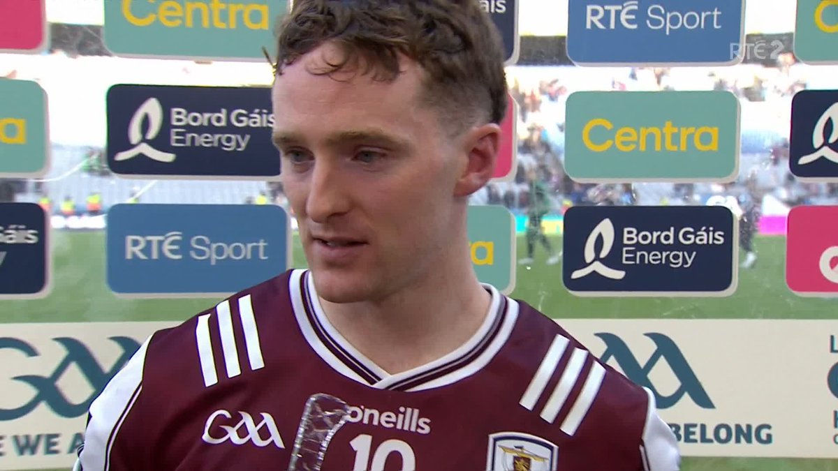 'I'm incredibly proud today I was able to put a smile on my mother's face' - Galway's man of the match Tom Monaghan reflects on his team's Leinster SHC triumph #RTEgaa