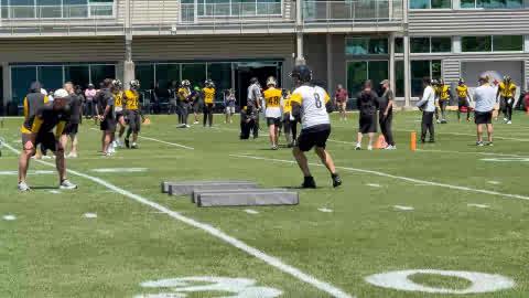 All 4 #Steelers quarterbacks—footwork drill