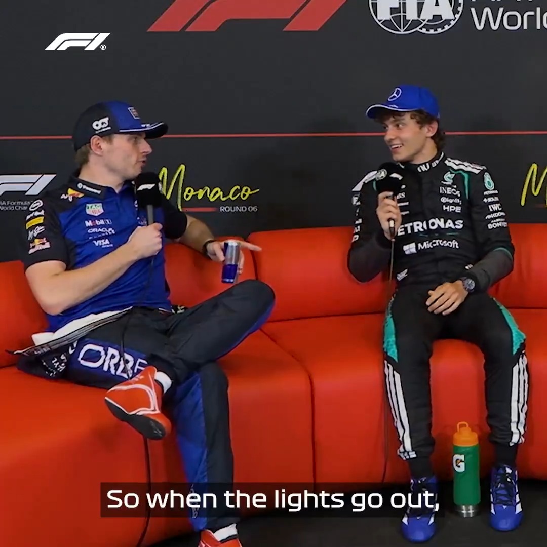 Max with the totally trustworthy advice to Kimi on tomorrow's race start! 😅😮‍💨 #F1 #MonacoGP