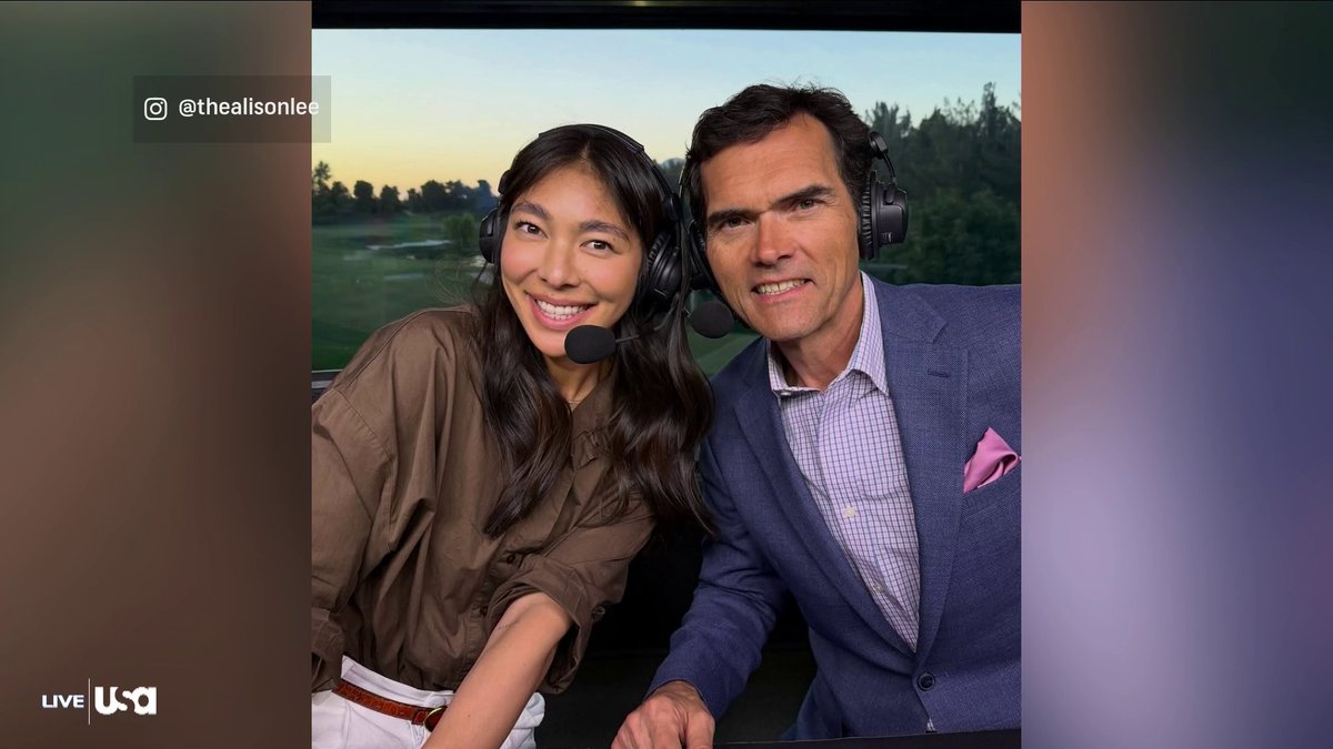 A few months ago: Alison Lee joins our booth as an analyst Today: Alison Lee tees off in the final round of the U.S. Women's Open She can do it all!