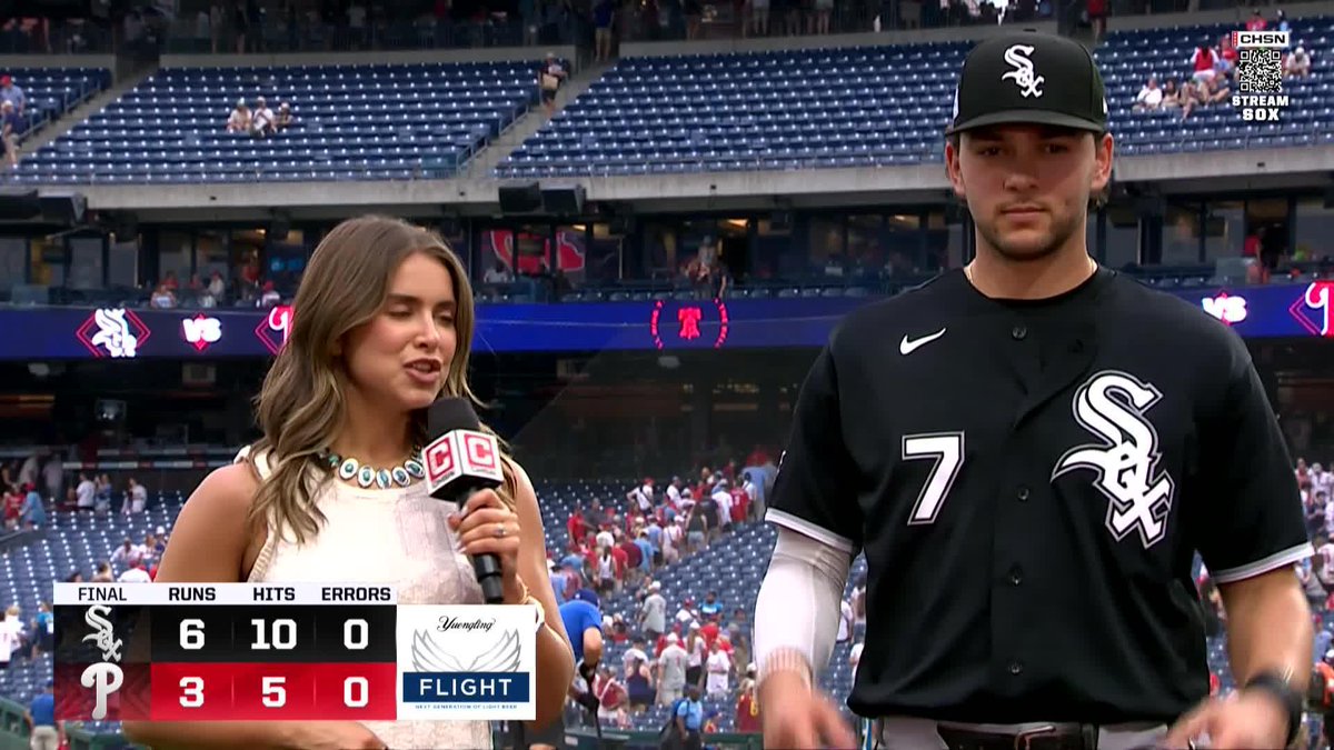 "That was cool." 😂 Brooke Fletcher caught up with Jacob Gonzalez after his first career home run: