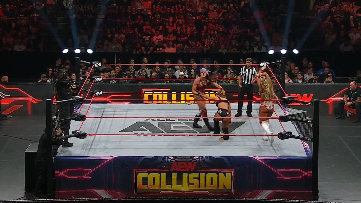TayJay gave it their all, but #AndStill! Watch #AEWCollision LIVE NATIONWIDE on TNT &amp; HBO Max
