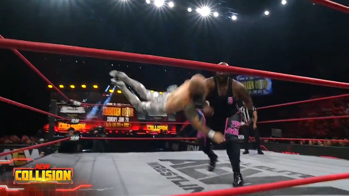 POP! RumbleBadManRumble knocked “All Attitude” Alan Angels out of the sky with ONE PUNCH! Watch #AEWCollision LIVE NATIONWIDE on TNT &amp; HBO Max