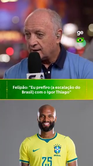 No #seleçãosportv, Felipão disse que prefere o Brasil com Igor Thiago no time titular e com a formação usada por Ancelotti no primeiro tempo contra o Egito. 📸 Getty Images #ge2026 #futebol #seleçãobrasileira #brasil