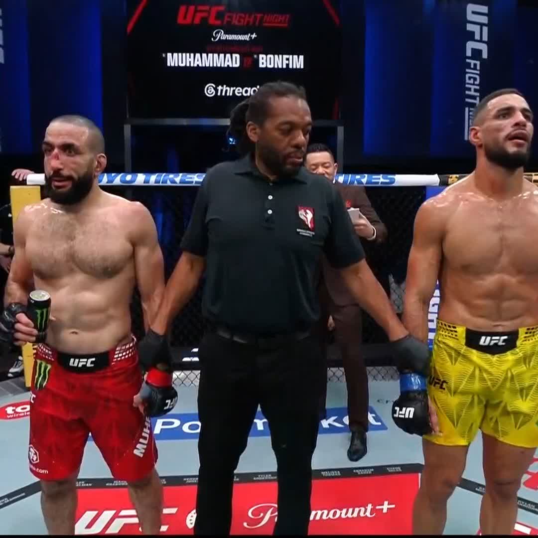 50-45, net et sans bavure 💪 Gabriel Bonfim surclasse totalement Belal Muhammad au terme des cinq rounds et s'impose par décision unanime. #UFCVegas118
