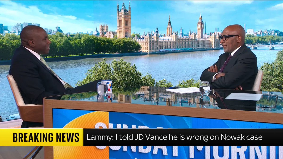 "I said Mr Vice President, you're wrong about this." Deputy PM David Lammy tells Trevor Phillips that he spoke to JD Vance yesterday after the U.S. vice president commented on the murder of Henry Nowak. #TrevorPhillips