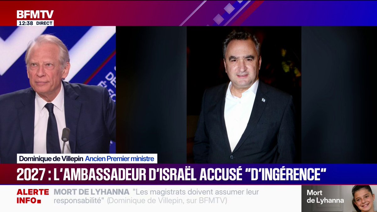 Dominique de Villepin: "oui, c'est de l'ingérence", déclare l'ancien Premier ministre au sujet des propos de l'ambassadeur d'Israël en France sur Jean-Luc Mélenchon