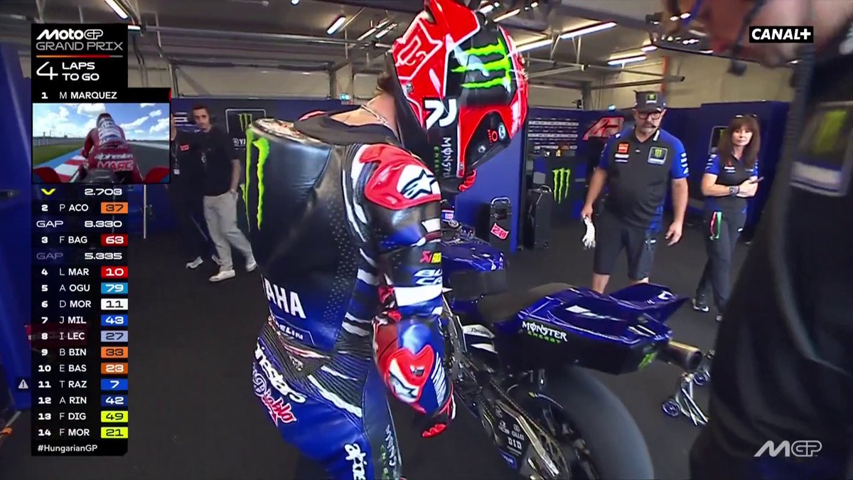 Abandon de Fabio Quartararo ❌ Après avoir reçu un Long Lap, le français rentre au garage ☹️ #HungarianGP | #MotoGP