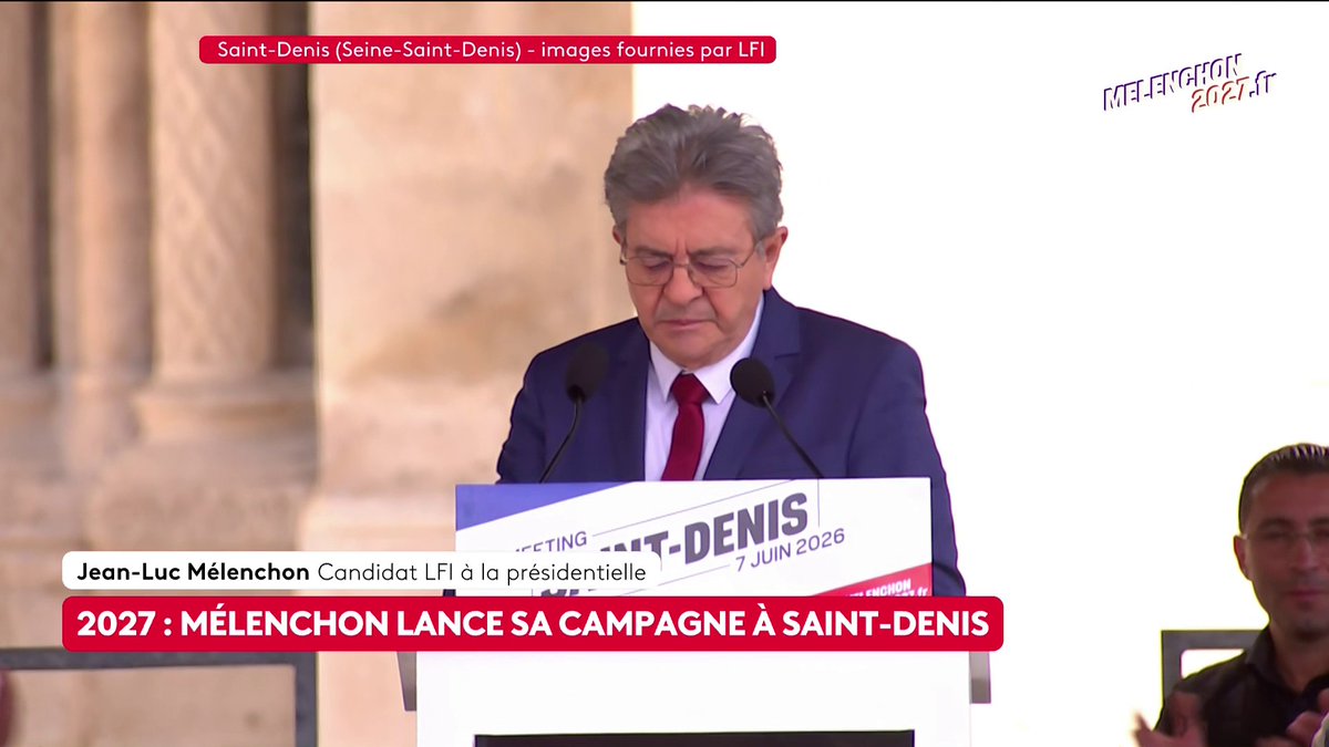 🗣 🔴 Jean-Luc Mélenchon au meeting de Saint-Denis : "Notre pays s'est inventé ici même (...) comme quand il fut proclamé : "La couronne n'appartient pas à celui qui la porte". Comme nous dirions : "La République n'appartient pas à celui qui la préside". #canal16