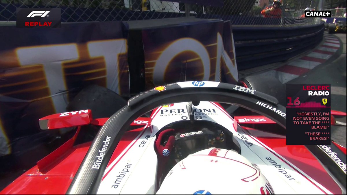 LECLERC DANS LE MUR À LA RELANCE 🤯 Le Monégasque n'a jamais pu prendre ce dernier virage et prend le mur, drapeau rouge à Monaco et fin de course folle sur CANAL+ ? 🚩 #MonacoGP #F1