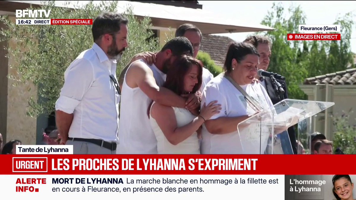 "Lyhanna, pardon pour ce que tu as vécu" : la famille de la petite fille tuée s'exprime, via une lettre, devant les milliers de personnes rassemblées pour la marche blanche en hommage à Lyhanna, à Fleurance.