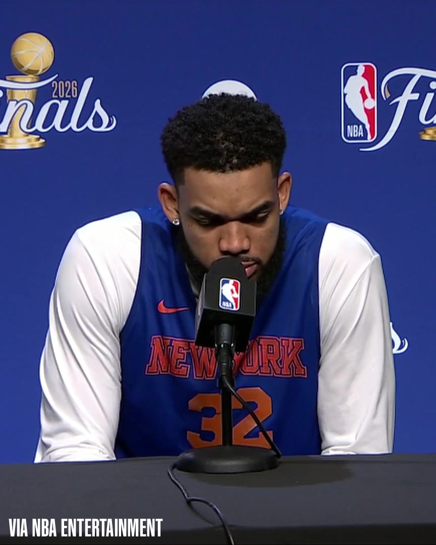 Karl-Anthony Towns is asked about President Donald Trump attending Game 3 at MSG His answer is about bringing the energy for Knicks fans: "Hope has been brought back to the city. But the word success hasn't been seen. We have to fight to bring that word back to fruition."