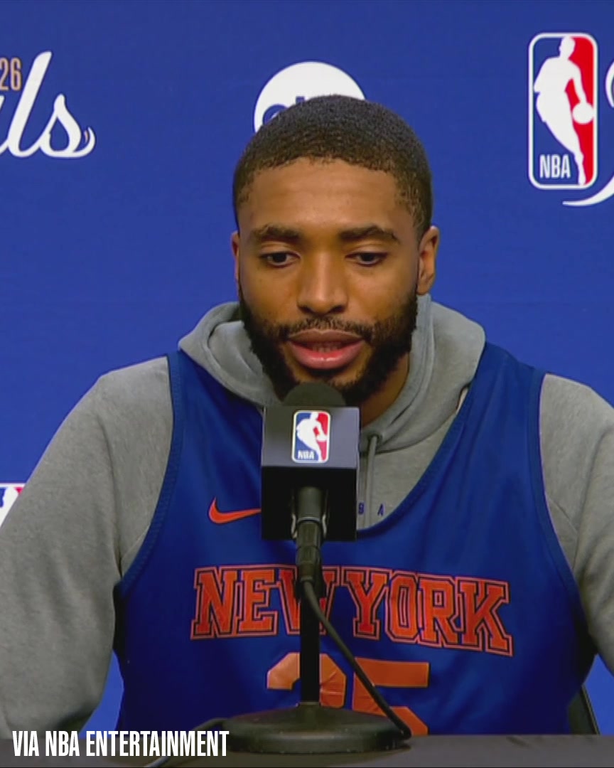 Mikal Bridges is asked about the Knicks' playoff winning streak: "We don't care too much about the winning streak. All that's in the past. To us, it's 0-0. Take it one game at a time. Our most important game is the next game."