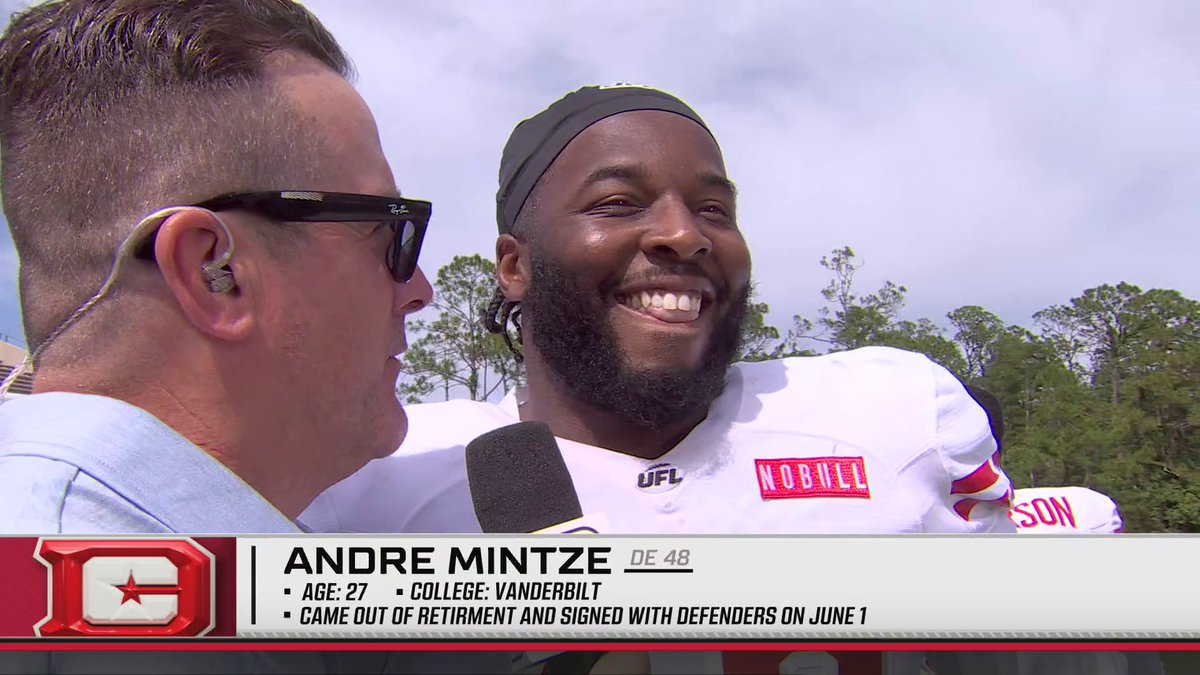 Andre Mintze took PTO from his day job and came out of retirement for the DC Defenders' playoff run 😅