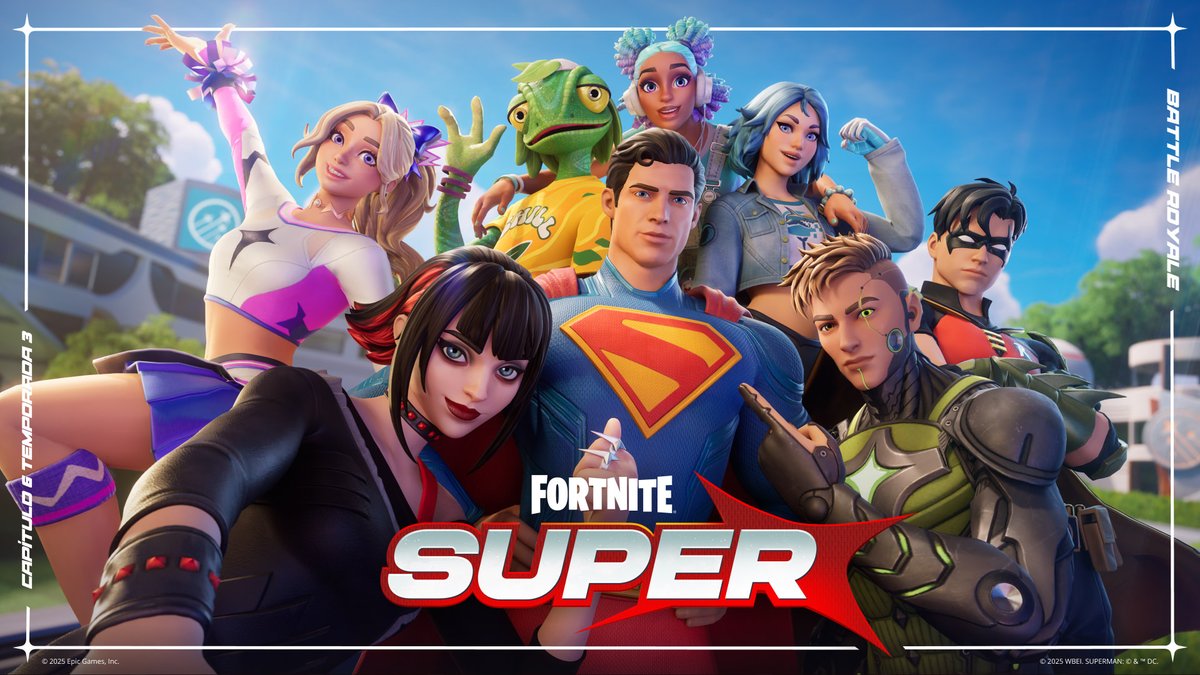 Hoje faz 1 ANO que o Capítulo 6: Temporada 3 do Fortnite foi lançado com o tema: SUPER 🦸🏻♂️ Após a explosão da Estrela da Morte, o Instituto Supernova chegava à Ilha com heróis inéditos e uma missão: juntar forças contra Daigo, Senhor das Máscaras. Adições: Superman, Blitz e mais.