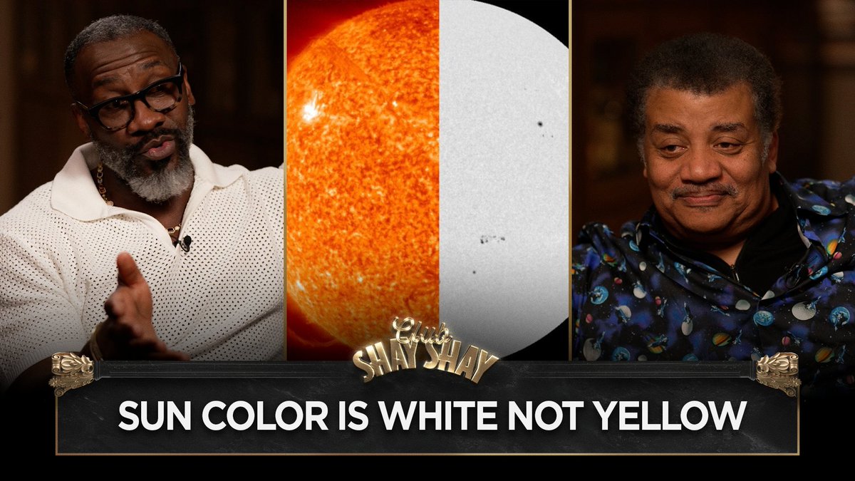 "The atmosphere filters out the blue, indigo, violet and scatters it into the sky, turning the sky blue. Sunsets are red, orange and yellow. That's the light left over after the atmosphere filtered out everything else, leaving everyone to think the Sun is yellow."-Neil deGrasse Tyson