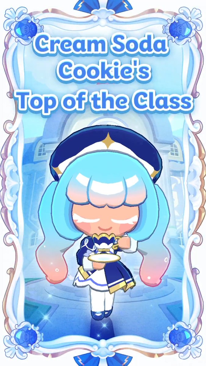 Cream Soda Cookie, the top-scoring student on the entrance exam, ascends the podium while receiving envious glances from all the other students! 📖✨ Get ready to ace the academy exams with this new outfit! #CookieRun #TowerOfAdventures #Update
